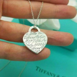 Tiffany & Co. New York Notes Heart Tag Charm Pendant 18"